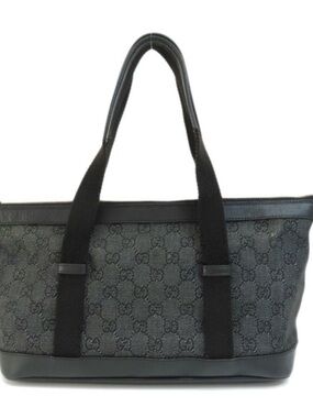 Gucci Black GG Canvas Tote with Web Handles